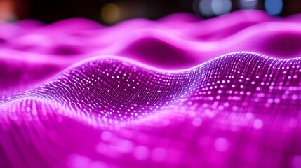 Poster - Abstract magenta wave with glowing dots for technology and science concepts
