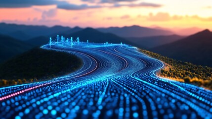 Poster - Data Stream Through Mountainous Terrain, Visualizing Digital Connectivity