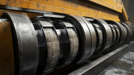 Poster - Industrial Machine Closeup Showing Metal Rollers