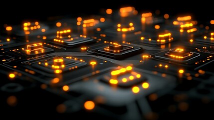 Poster - Illuminated Electronic Circuit Board, A Glimpse into the Future of Tech