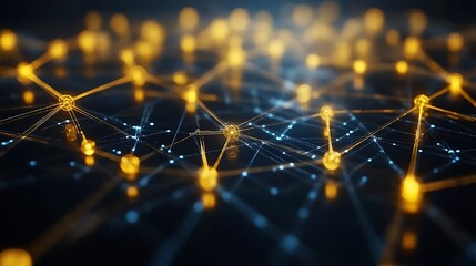 Poster - Interconnected Network of Golden Spheres and Delicate Blue Nodes
