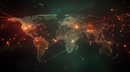 Poster - global connectivity: a digital world map with interconnected networks