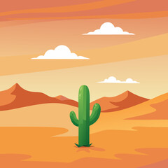 Wall Mural - cactus in desert vector illustration