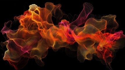 Canvas Print - Abstract fiery orange and pink swirling energy forms