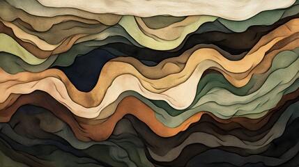Poster - Abstract Wavy Layers of Earth Tones