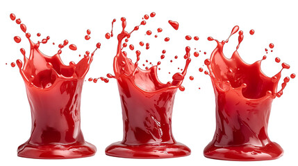 Wall Mural - Red Liquid Splash Dynamic Action, Vibrant Color for Food and Drink Themes, isolated on transparent background.