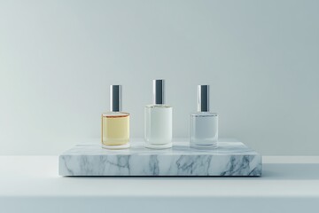 Wall Mural - Elegant Perfume Bottles on Marble Display