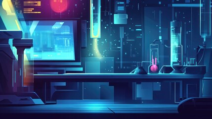Poster - Futuristic Science Lab: Advanced Technology and Scientific Innovation