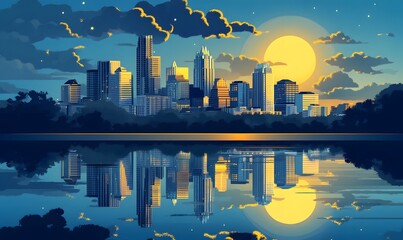 Wall Mural - city skyline at night