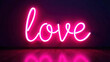 © Kateryna - neon love sign in soft pink light against a dark urban background
