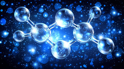 Glowing molecular structures in soft blue light
Floating transparent molecules connected in a perfect geometric pattern.