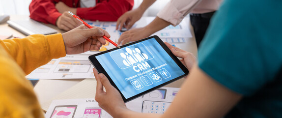 Poster - Customer relationship management system on brisk computer for CRM business and enterprise