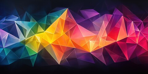 Wall Mural - A vibrant, abstract design featuring colorful triangles and sharp angles, creating a dynamic and energetic visual effect.