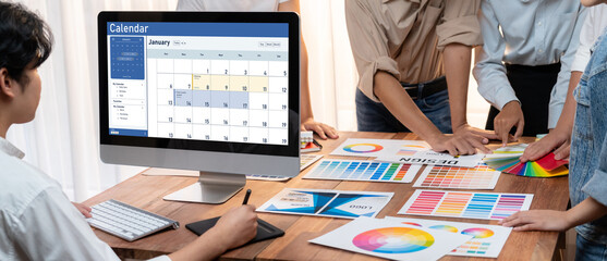 Leinwandbilder - Calendar on computer software application for schedule planning for personal organizer and online business brisk