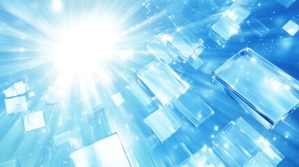 Poster - Futuristic Technology Abstract Background with Glowing Light and Glass Cubes
