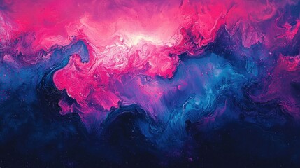 Sticker - A vibrant abstract image featuring swirling pink and blue hues, evoking a cosmic or celestial atmosphere.