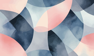 Poster - Abstract Geometric Watercolor Pattern in Slate Blue and Blush Pink Minimalist Design