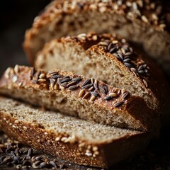 Wall Mural - caraway seeds embedded in a freshly baked rye bread, alluding to the rich taste and texture