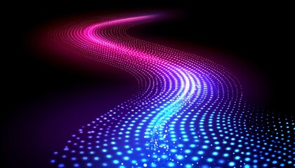 Poster - Neon Blue And Pink Grid With Light Particles Trailing Down, Abstract Digital Vector Art