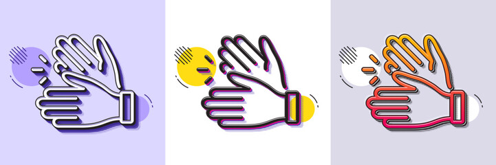 Poster - clapping hands line icon. halftone dotted pattern. gradient icon with grain shadow. clap sign. victo