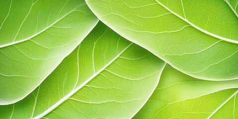 Wall Mural - Close up of vibrant green leaves with detailed venation