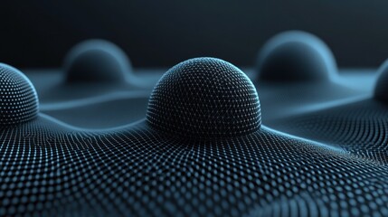 Poster - Abstract Molecular Mesh Landscape with Spheres and Wavy Terrain