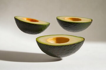 Wall Mural - Floating Avocado Slices - A Healthy Treat