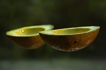 Wall Mural - Two Exquisite Avocado Slices: A Nutritional Delight