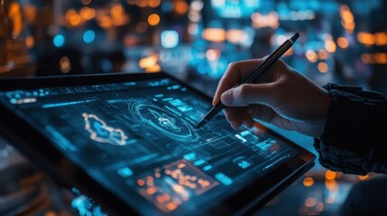 Poster - Modern business intelligence analysis on digital tablet interface screen