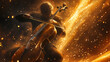 © Thiago - Close-up of a cellist playing in an orchestra during a classical music performance. Celestial Shipyards. Illustration