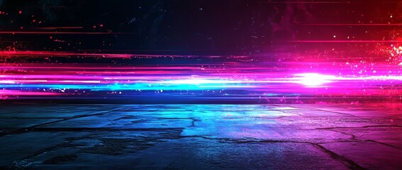 Poster - stock image featuring a background gaming scene with abstract neon sci-fi themes, cyberpunk elements