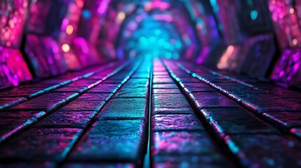 Fototapete - abstract futuristic cyberpunk gaming background featuring digital retro-style glowing blue and purpl