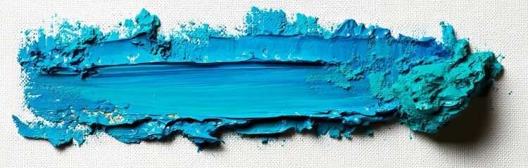 Poster - the image features a hand painted blue brush stroke on a plain white background