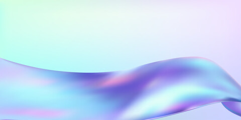 Poster - Abstract  holographic wave.Flow iridescent fluid.Dynamic spectrum ribbon.