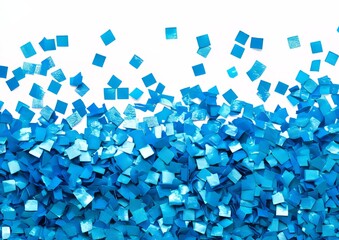 Poster - The scene depicts blue confetti falling randomly, with an abstract background of flying particles, creating a modern illustration ideal for use on greeting cards, at carnivals, or during celebrations