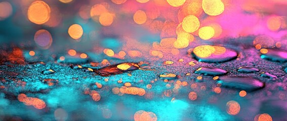 Poster - a blurred and grainy pastel-colored banner features a textured, holographic gradient background with