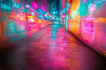 Poster - the background combines interlaced digital distortion with abstract shades of blue, mint, and pink, 