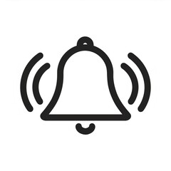Poster - Simple black and white ringing bell icon with sound waves is sending a notification