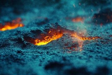 Poster - A warm and colorful rainbow light with a blurred effect leaks onto a black background that features a dust texture, accompanied by a defocused and abstract damaged appearance with scratched retro