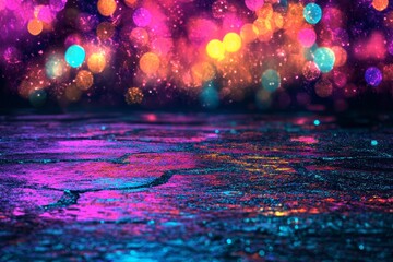 Poster - a rainbow of colors appears on a black background due to an iridescent prism light effect, complemen