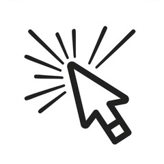 Fototapete - Glowing computer mouse cursor clicking, radiating light rays, representing digital interaction against monochrome background