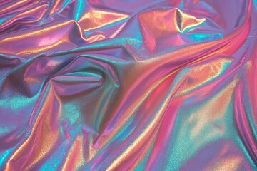 Poster - A texture overlay featuring blurred rainbow light refraction is suitable for photos and mockups, and includes an organic drop with a diagonal holographic flare on a white wall, along with shadows to