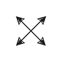 Hand drawn crossed arrows forming an x shape, isolated on white background