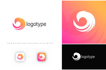Aufkleber - Round swirl logo with dynamic, flowing curves symbolizing motion, energy, and innovation. Ideal for technology, AI, digital businesses, fintech, startups, and modern branding. Vector logo