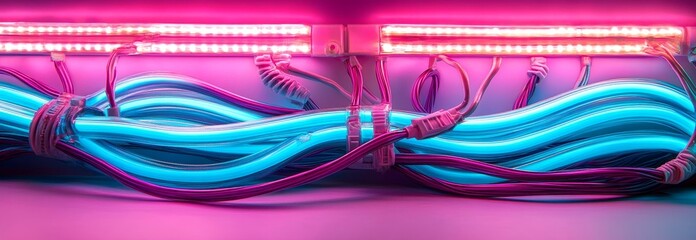 Poster - A PNG image featuring neon speed lines on a transparent background, symbolizing big data traffic and dynamic high-speed data streaming