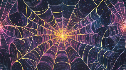 Wall Mural - an abstract web pattern that lights up in soft pastel colors like pink, sky blue, and yellow. the we
