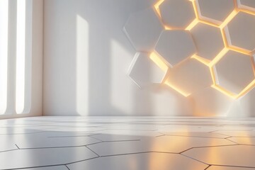 Poster - abstract white background with a hexagonal pattern for a technology concept vector presentation desi
