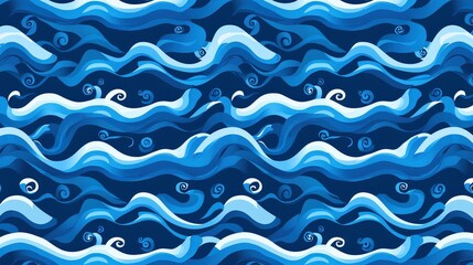 Canvas Print - Blue and white wave pattern abstract design for background or textile use