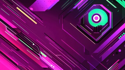 Poster - futuristic geometric background with vibrant colors and dynamic lines