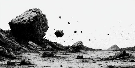 Poster - An icon with a disintegration effect, showing a dissolved filled square and dotted pattern
